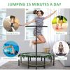48" Mini Trampoline, Foldable Trampoline with Adjustable Handle Bar for Adults Exercise, Workout, Fitness, Green