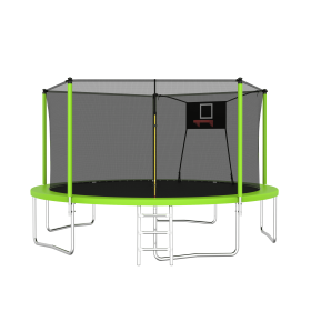 14FT Trampoline ,Sports Fitness Trampolines with Enclosure Net, Recreational Trampolines for Outdoor Indoor