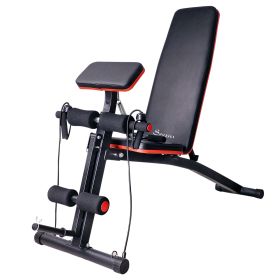 Foldable Press Bench Adjustable Dumbbell, Weight Training Bench Exercises Gym Chair, Black & Red