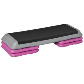 43" Adjustable Aerobic Platform Stepper 3 Level with Risers 4' 6' 8' Cardio Fitness Trainer Workout Step Home Gym Exercise, Black Purple