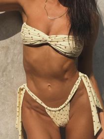 Miyouj 2025 Bikinis Leopard Swimsuit Bandage Bath Wear Sexy Piece Suits Low Waist Swimwear Triangle Bathsuit Summer Biquini (Color: 1092-YE1, size: M)