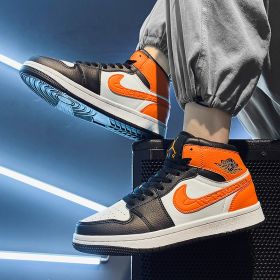 New comfortable fashion fashion men's casual shoes shoes 35-45 (Color: Black orange, size: 44)